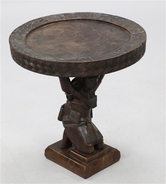 An African hardwood occasional table, Diam.1ft 4.5in. H.1ft 6in.